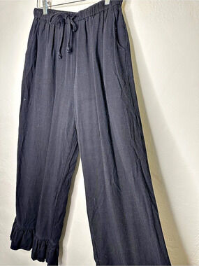 Tarse Wide Leg Linen Rayon Pants